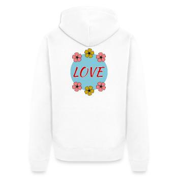 LIEBE. VALENTINSTAG. ICH LIEBE DICH. ICH LIEBE DICH. LIEBE - Unisex Premium Bio Zip Hoodie - Weiß - Hinten - Thijin (182cm)