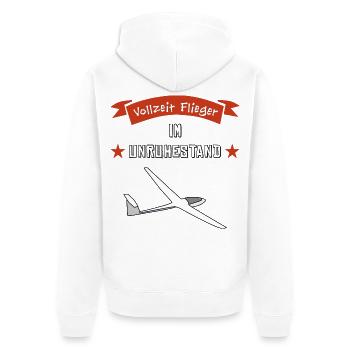 vollzeit flieger im unruhestand - Unisex Premium Bio Zip Hoodie - Weiß - Hinten - Thijin (182cm)
