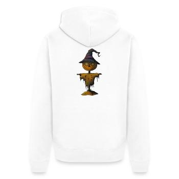 Kürbis Vogelscheuche Hexe - Unisex Premium Bio Zip Hoodie - Weiß - Hinten - Thijin (182cm)