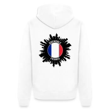 Grenoble Skyline Frankreich Flagge Reise Souvenir - Unisex Premium Bio Zip Hoodie - Weiß - Hinten - Thijin (182cm)