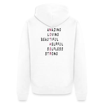Mother Mutter - Unisex Premium Bio Zip Hoodie - Weiß - Hinten - Thijin (182cm)