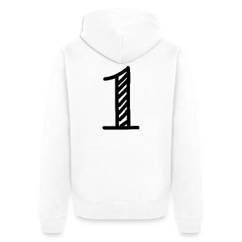 1. 1 JAHR. 1. JAHRESTAG. GEBURTSTAG 1 JAHR. - Unisex Premium Bio Zip Hoodie - Weiß - Hinten - Thijin (182cm)