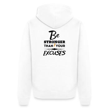 Motivierendes Zitat - Sei stärker als deine Ausreden - Unisex Premium Bio Zip Hoodie - Weiß - Hinten - Thijin (182cm)