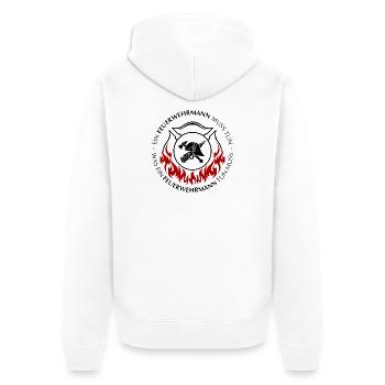 Ein Feuerwehrmann muss tun - Unisex Premium Bio Zip Hoodie - Weiß - Hinten - Thijin (182cm)