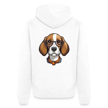 Beagle Hunderasse Aquarell Cartoon Kawaii Brille - Unisex Premium Bio Zip Hoodie - Weiß - Hinten - Thijin (182cm)