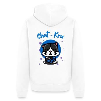Humor Katze Yoga Zen Meditation Chakra - Unisex Premium Bio Zip Hoodie - Weiß - Hinten - Thijin (182cm)