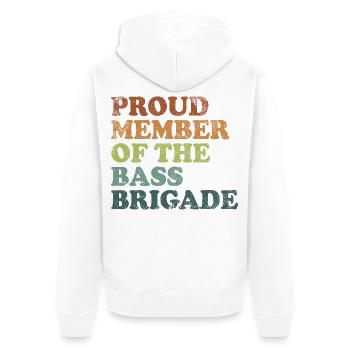Proud Member of the Bass Brigade - retro dark - Unisex Premium Bio Zip Hoodie - Weiß - Hinten - Thijin (182cm)