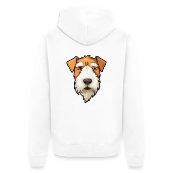 Draht Foxterrier Hunderasse Cartoon Kawaii Illustra - Unisex Premium Bio Zip Hoodie - Weiß - Hinten - Thijin (182cm)