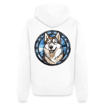 Siberian Huskie Hunderasse Aquarellglas - Unisex Premium Bio Zip Hoodie - Weiß - Hinten - Thijin (182cm)