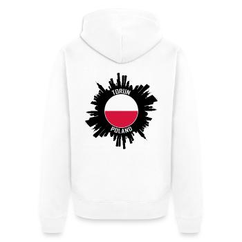 Torun Skyline Polen Flagge Reise-Souvenir - Unisex Premium Bio Zip Hoodie - Weiß - Hinten - Thijin (182cm)