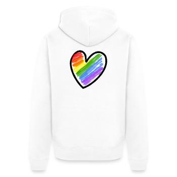 Regenbogenfahne LGBTQ Herz - Unisex Premium Bio Zip Hoodie - Weiß - Hinten - Thijin (182cm)