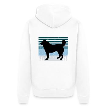 Bucovina Schäferhund Liebe Silhouette Retro Sonnenuntergang - Unisex Premium Bio Zip Hoodie - Weiß - Hinten - Thijin (182cm)