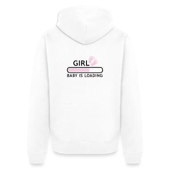 Girl baby is loading Babybauch schwanger Fuß - Unisex Premium Bio Zip Hoodie - Weiß - Hinten - Thijin (182cm)