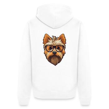 Silky Terrier Hunderasse Aquarell Karikatur Kawaii - Unisex Premium Bio Zip Hoodie - Weiß - Hinten - Thijin (182cm)