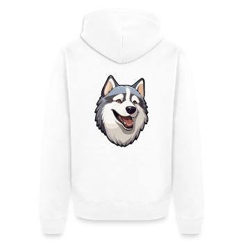 Siberian Huskie Hunderasse Aquarell Karikatur Kawai - Unisex Premium Bio Zip Hoodie - Weiß - Hinten - Thijin (182cm)