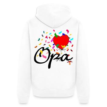 Opa Konfetti - Unisex Premium Bio Zip Hoodie - Weiß - Hinten - Thijin (182cm)