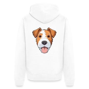 Draht Foxterrier Hunderasse Aquarell Karikatur Kawa - Unisex Premium Bio Zip Hoodie - Weiß - Hinten - Thijin (182cm)