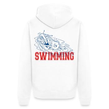 Asterix & Obelix Asterix Schwimmen Design - Unisex Premium Bio Zip Hoodie - Weiß - Hinten - Thijin (182cm)