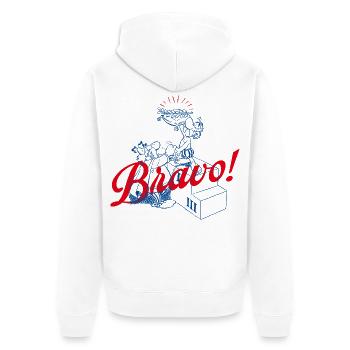 Asterix & Obelix Bravo! Charakterdesign - Unisex Premium Bio Zip Hoodie - Weiß - Hinten - Thijin (182cm)