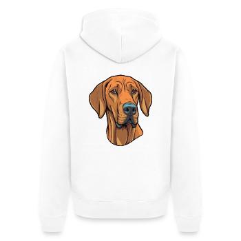 Rhodesian Ridgeback Hunderasse Cartoon Kawaii Illus - Unisex Premium Bio Zip Hoodie - Weiß - Hinten - Thijin (182cm)