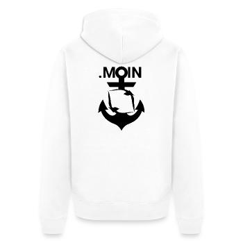 Anker, Möwen und Moin - Mein Lieblingsort - Unisex Premium Bio Zip Hoodie - Weiß - Hinten - Thijin (182cm)