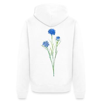 Kornblume. - Unisex Premium Bio Zip Hoodie - Weiß - Hinten - Thijin (182cm)