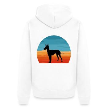 Cirneco Dell Etna Hund Liebe Silhouette Retro Sonnenuntergang - Unisex Premium Bio Zip Hoodie - Weiß - Hinten - Thijin (182cm)