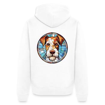 Draht Foxterrier Hunderasse Aquarell Illustration - Unisex Premium Bio Zip Hoodie - Weiß - Hinten - Thijin (182cm)