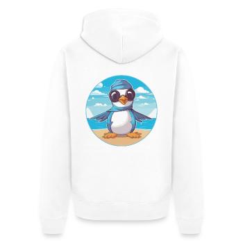 Jay Karikatur Yoga Strand Sommer Illustration - Unisex Premium Bio Zip Hoodie - Weiß - Hinten - Thijin (182cm)