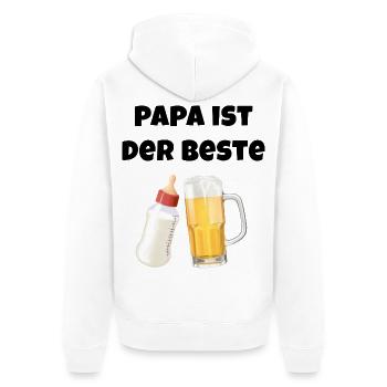 Papa ist der Beste - Geschenk zum Vatertag - Unisex Premium Bio Zip Hoodie - Weiß - Hinten - Thijin (182cm)