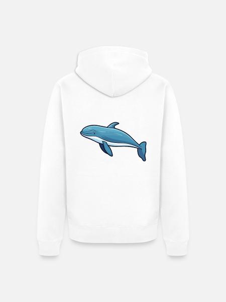 Buckelwal-Karikatur-Kawaii-Illustration - Unisex Premium Bio Zip Hoodie - Weiß
