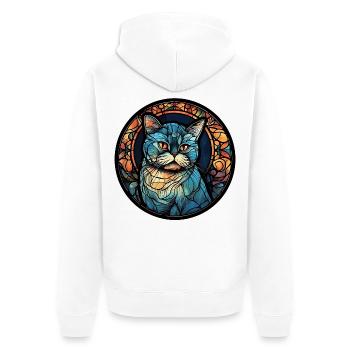 Exotische Kurzhaarkatzenrasse Aquarellglas - Unisex Premium Bio Zip Hoodie - Weiß - Hinten - Thijin (182cm)