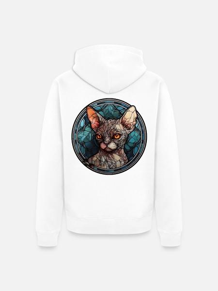 Devon Rex Katzenrasse Aquarellglas - Unisex Premium Bio Zip Hoodie - Weiß