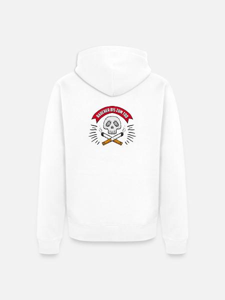 Raucher bis zum Tod - Unisex Premium Bio Zip Hoodie - Weiß