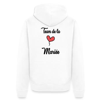 BRAUT-TEAM - Unisex Premium Bio Zip Hoodie - Weiß - Hinten - Thijin (182cm)