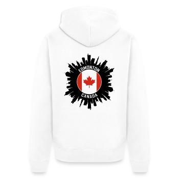 Edmonton Skyline Kanada Flagge Reisesouvenir - Unisex Premium Bio Zip Hoodie - Weiß - Hinten - Thijin (182cm)