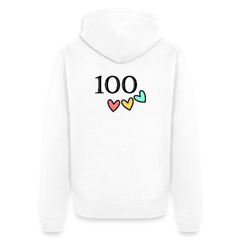 100. 100 JAHRE. 100-JÄHRIGES JUBILÄUM. 100. GEBURTSTAG - Unisex Premium Bio Zip Hoodie - Weiß - Hinten - Thijin (182cm)