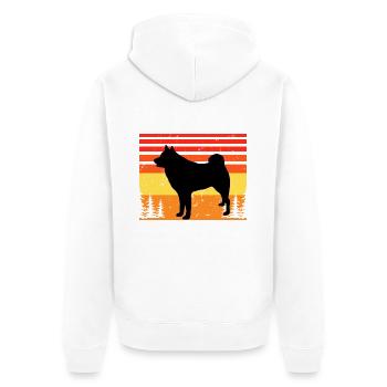 Finnischer Spitz Hundeliebhaber Silhouette Vintage Sonnenuntergang - Unisex Premium Bio Zip Hoodie - Weiß - Hinten - Thijin (182cm)