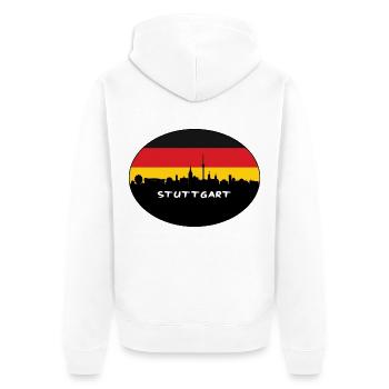 Stuttgart Deutschland Flagge Skyline Silhouette Reisen - Unisex Premium Bio Zip Hoodie - Weiß - Hinten - Thijin (182cm)