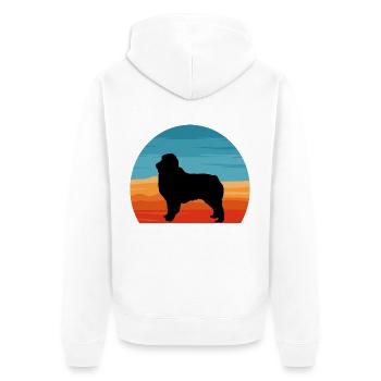 Austrealian Shephard Hund Silhouette Retro Sonnenuntergang - Unisex Premium Bio Zip Hoodie - Weiß - Hinten - Thijin (182cm)
