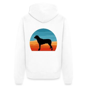 Anatolischer Schäferhund Silhouette Retro Sonnenuntergang - Unisex Premium Bio Zip Hoodie - Weiß - Hinten - Thijin (182cm)