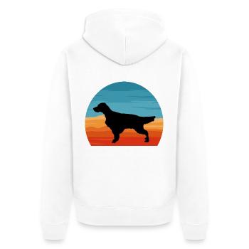 Englisch Setter Hundeliebhaber Silhouette Vintage Sonnenuntergang - Unisex Premium Bio Zip Hoodie - Weiß - Hinten - Thijin (182cm)