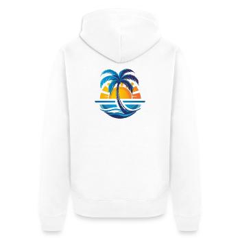 Urlaubszeit - Unisex Premium Bio Zip Hoodie - Weiß - Hinten - Thijin (182cm)