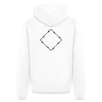 Stacheldraht Raute - Unisex Premium Bio Zip Hoodie - Weiß - Hinten - Thijin (182cm)