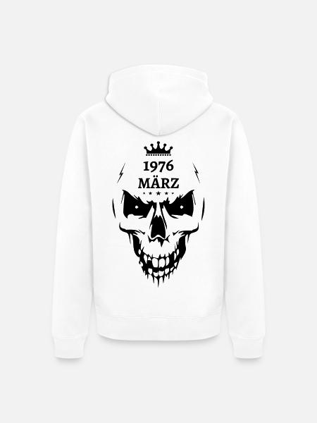 März 1976 Totenkopf - Unisex Premium Bio Zip Hoodie - Weiß