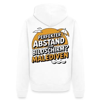 Perfekter Abstand Bildschirm Malediven - Unisex Premium Bio Zip Hoodie - Weiß - Hinten - Thijin (182cm)
