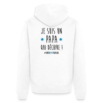 Ich bin ein knaller Vater! Zu cool. - Unisex Premium Bio Zip Hoodie - Weiß - Hinten - Thijin (182cm)