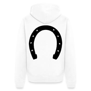 hufeisen - Unisex Premium Bio Zip Hoodie - Weiß - Hinten - Thijin (182cm)