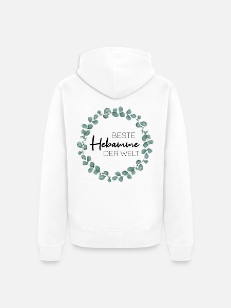 Beste Hebamme der Welt - Unisex Premium Bio Zip Hoodie - Weiß