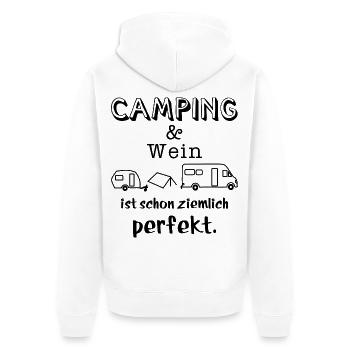 camping und wein - Unisex Premium Bio Zip Hoodie - Weiß - Hinten - Thijin (182cm)